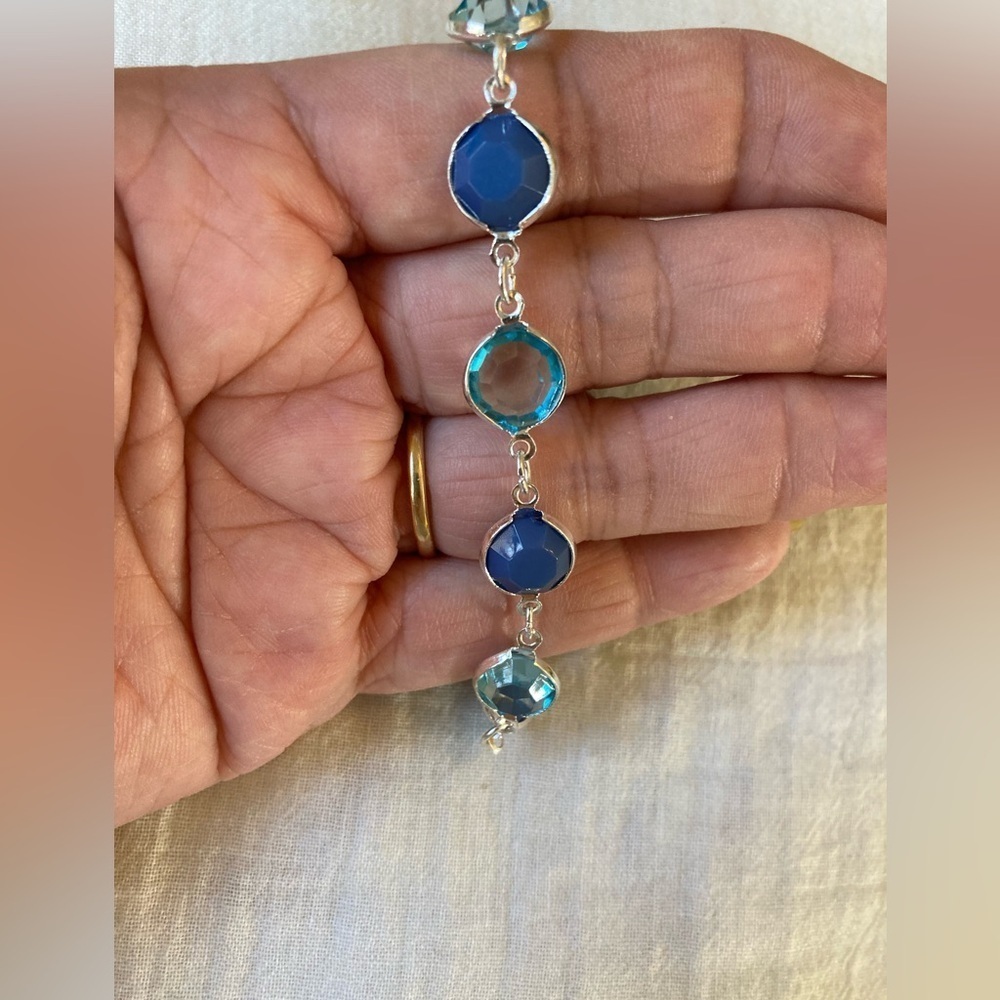 Liz Claiborne Bezel Set Blue Crystals Bracelet - Picture 5 of 5